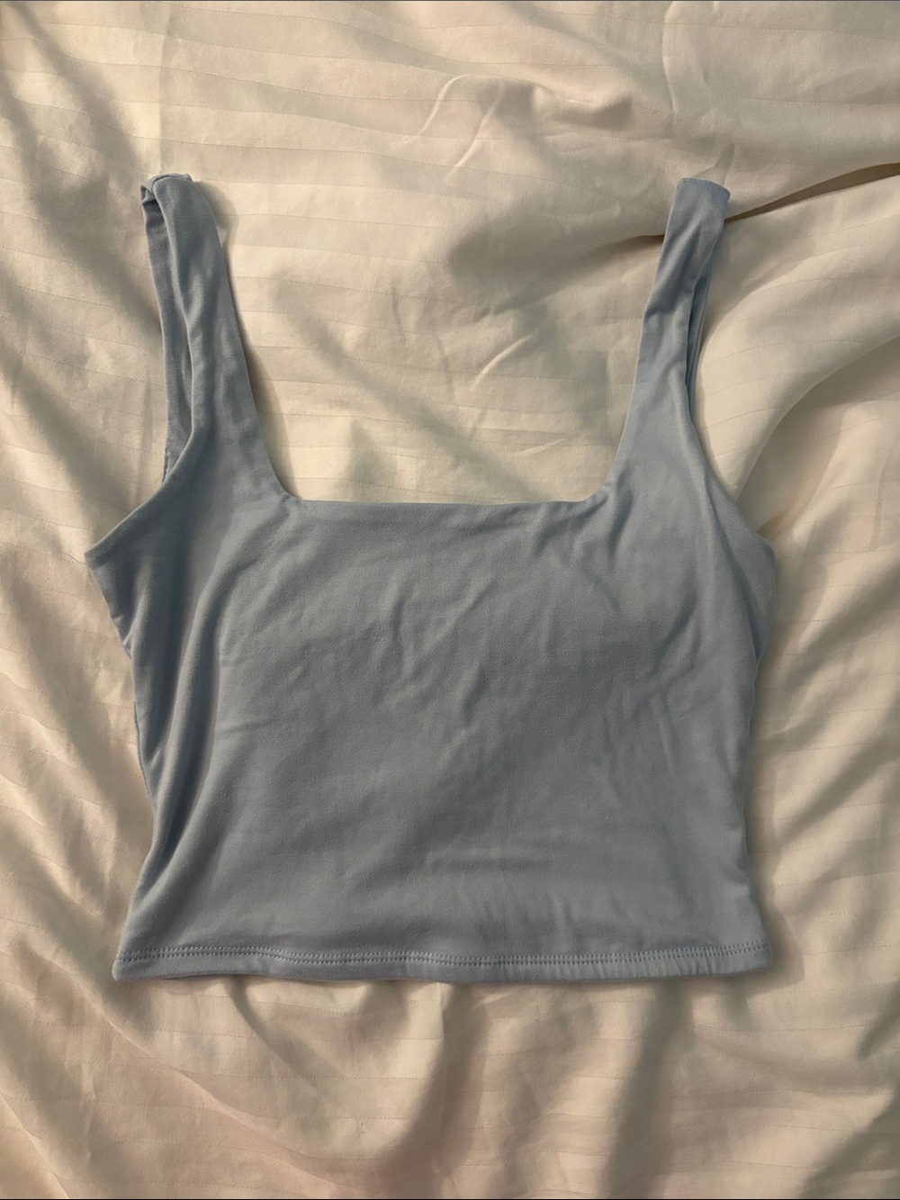 Heart Hips Square Neck Crop Tank - Light Blue